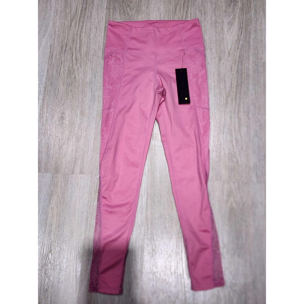 Mono B Pink Lace Inset Active Leggings Women's Size Small Athletic New